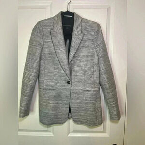 Banana Republic One Button Wool & Spandex Boucle Gray Blazer